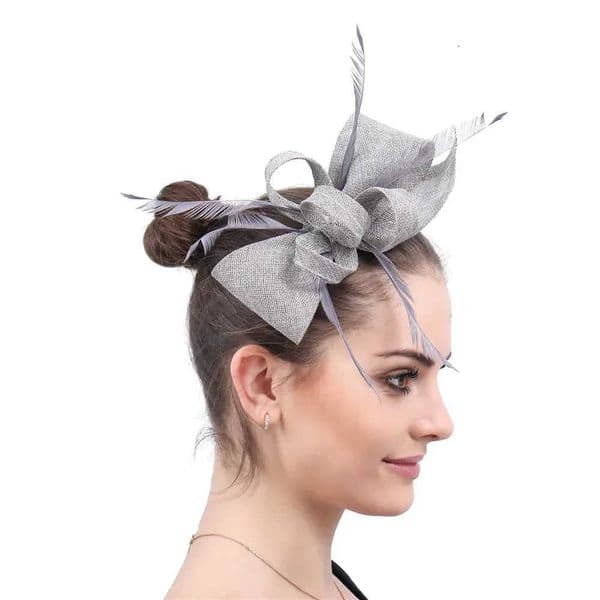 Wedding headpiece imitates Sinamay bride champagne charming hat pin with fancy feather hair accessories womens hat M240829