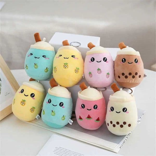 Stuffed Boba Bubble Tea Keychain Fruit Tea Plush Doll Boba Doll Plush Toys Soft Cartoon Milk Tea Keyring Backpack DecorationXJ240828 S260506