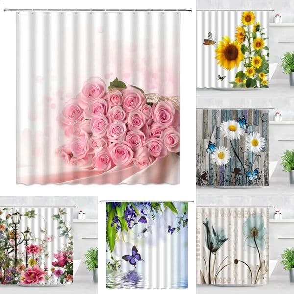 Designer Shower Curtains Garden Colorful Flowers Natural Landscape 3D Waterproof Fabric Bathroom h Accessories Decoration Free Shipping