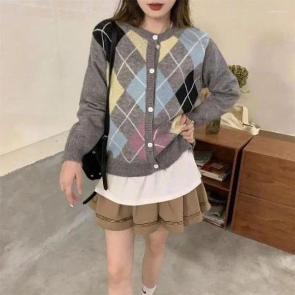 Women's Knits Knitted Cardiga Women Outerwear Spring And Autumn British Loose Temperament Versatile Long Sleeved Sweater Jacket