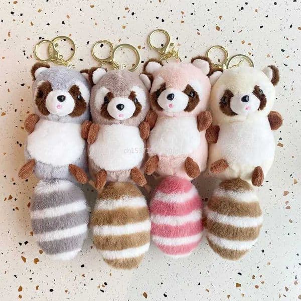 18cm Cute Raccoon Plush Pendant Toy Doll Plush Big Tailed Keychain Giving Children Gifts Decor Mueca De Peluches GraciososXJ240828