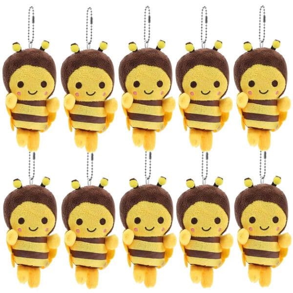 Bee Plush Toy Stuffed Animal Soft Honeybee Cute Gift Key Chain Pendant Plush Bee Keychain DecorsXJ240828