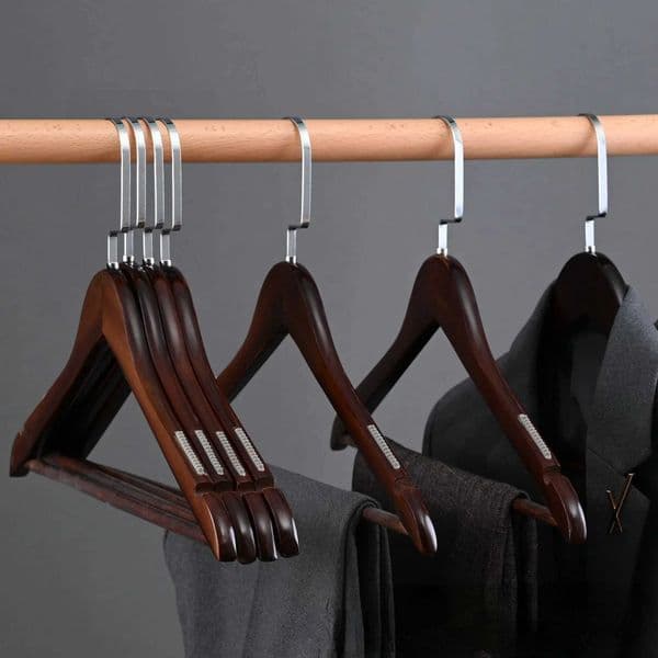 10 vintage wooden hangers anti slip shirt hangers with 360 rotating hooks wardrobe organizer coat hangers M240829