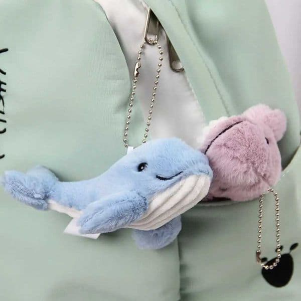 Kawaii Plush Stuffed Whale Keychain Fashion Cute Toys Cetacean Pendant Cartoon Soft Marine Organism Keyring CoupleXJ240828