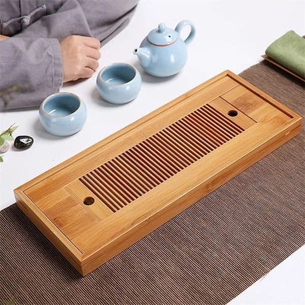 Chinese Bamboo Tea Tray Set Drainage Storage Kung Fu Tea Drawer Board Home Tea Board Tea Room Table 25 * 14 * 3.5cm 240828