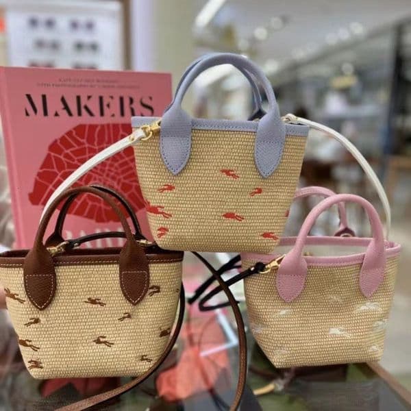 Totes Embroidery Mini Grass Woven Bag Vegetable Basket Super Cute Dumpling Womens Handheld One Shoulder Crossbody