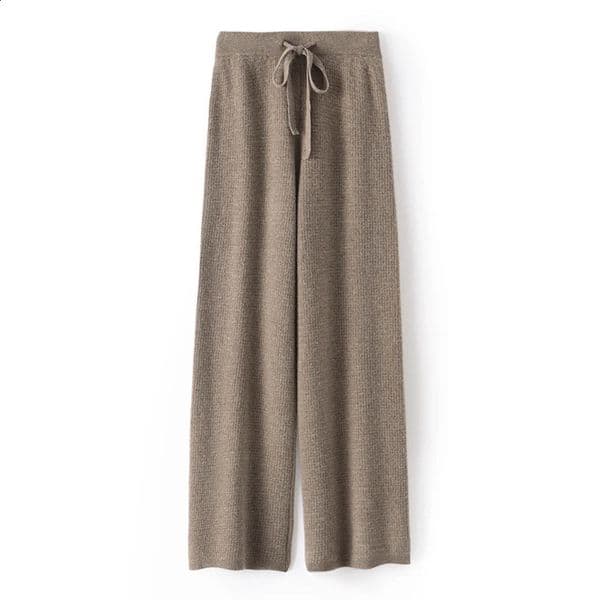 Wool straight leg wide womens pants autumn and winter 100% wool warm casual 240827