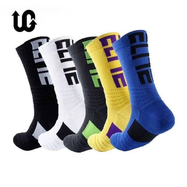 Men's Socks 5Pairs Professional Cotton Basketball Socks Elite Thick Sports Socks Compression Durable Skateboard Towel Bottom Socks Stocking Y240830MA0G
