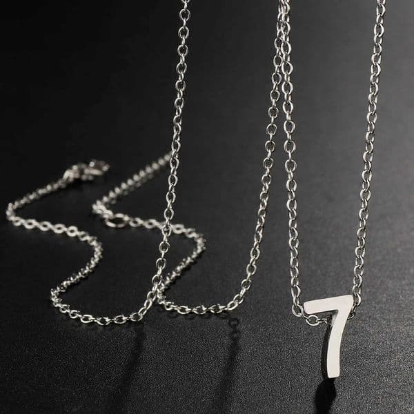 Pendant Necklaces Pendant Necklaces Silver Color Cute Number 0 1 2 3 4 5 6 7 8 9 Pendant Birthday Lucky Number Charm Necklace Rolo Chain Adjustable Best Gift y240829