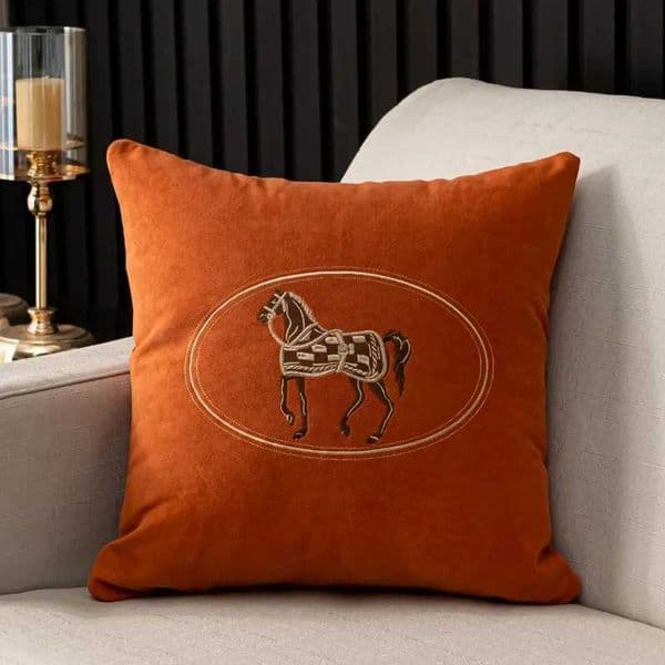 Elegant American HandEmbroidered Cushion Cover with Horse Design Perfect for Sofa Home Office Living Room or Car Size 45x45cm T250827