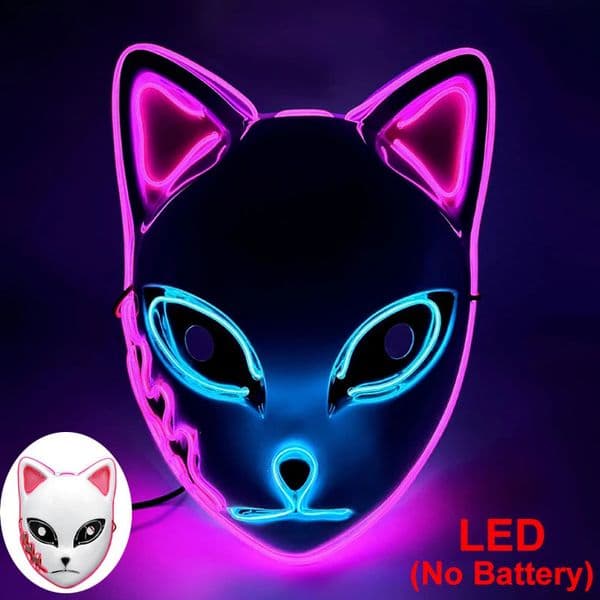 Demon Killer LED Mask Fox Mask Anime Tanji Langqian Rabbit Real Rice Role Playing Prop Halloween Party Role Playing Prop Adult Role Playing Prop 240829