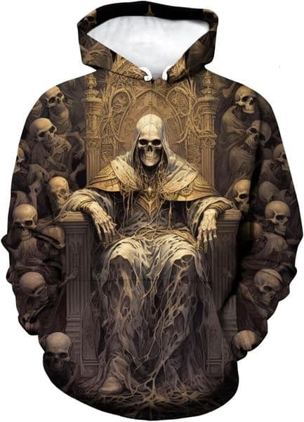 Halloween Hoodie for Mens Womens Novelty Skull Print Hoodie Sweatshirt Pullover with Pocket Graphic Hoodies sweatshirt Pullover