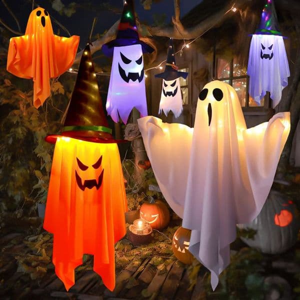 Halloween themed LED lights pumpkin ghost light string used for hanging decorations in courtyard stores scary atmosphere party decorations 240830