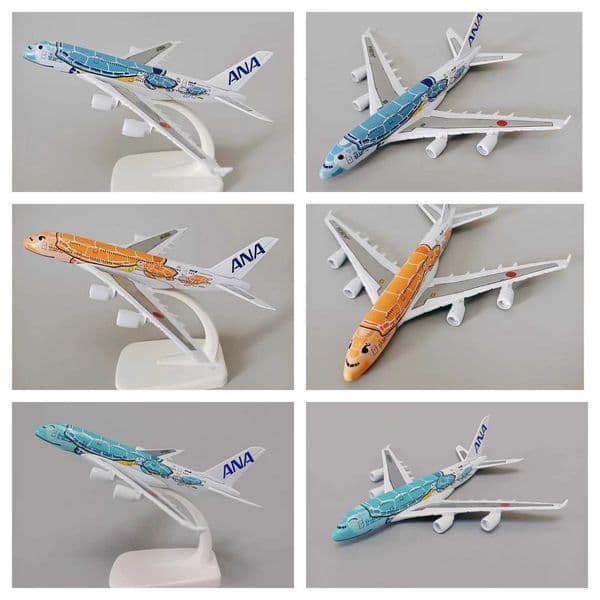 16cm alloy metal Japan Airlines ANA Airbus A380 Cartoon Turtle Airlines 1/500 scale die cast aircraft model airline aircraft W240829