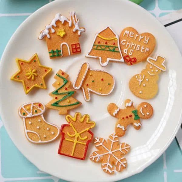10 DIY Christmas cookies snowman flat back resin Cabochon mobile phone decoration craft scraper accessories 25mm 240830