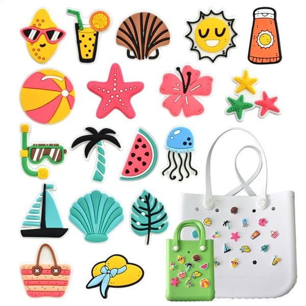 Summer Series 18 piecesbatch EVA largesized beach used for bubble bag buckle amulet accessories DIY water gourd cup coconut tree glass 240830
