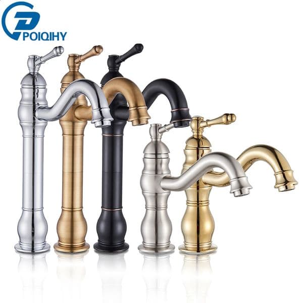 POIQIHY antique brass basin shaped sink faucet deck installation single hole cold water mixer bathroom 1 240830