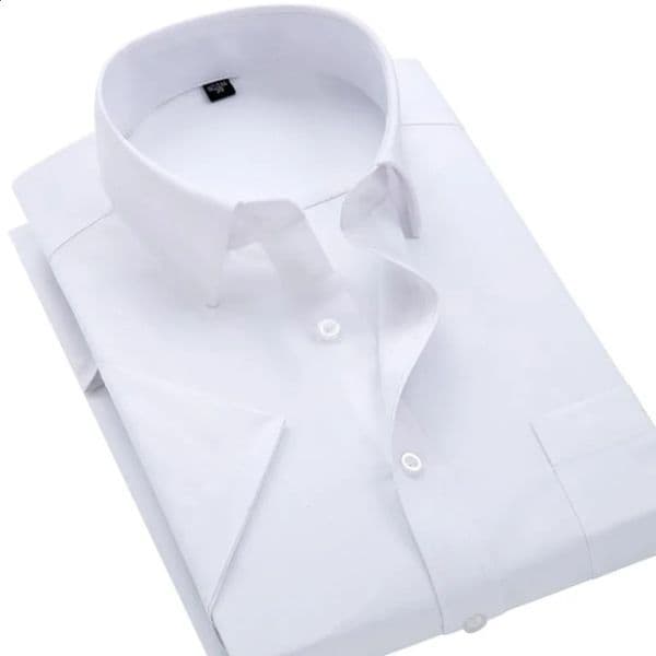 Classic Mens Short Sleeve Shirt Solid Color Large Size T For Gentleman Slim Cool Arrivals Top White Blue 240826