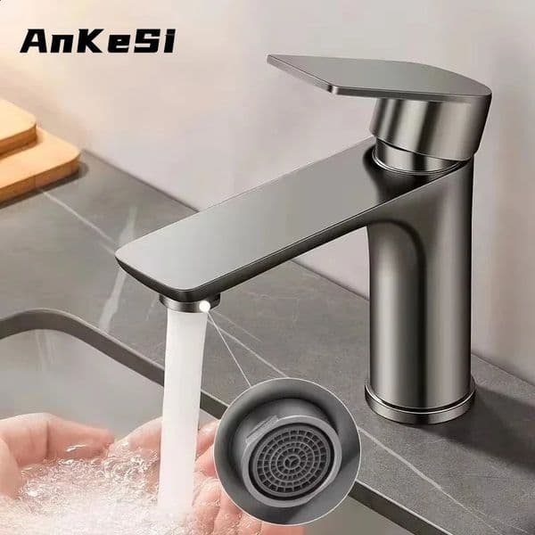 304 stainless steel bathroom faucet and cold outlet sink gun gray washbasin 240830