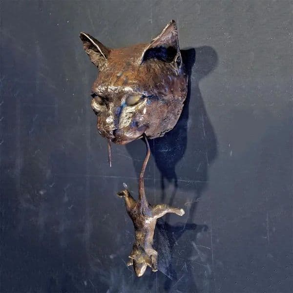 Cat and Mouse Door Handle Sculpture Decoration Front Wall Home Garden Backyard Hanging Statue 240830