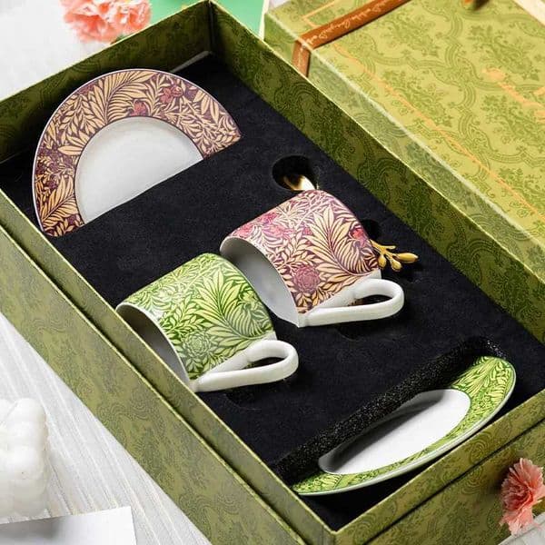 Mugs 1 set of 240ml ceramic cup plate set retro coffee cup and sauce set Exquisite afternoon tea cup wedding partner gift couple cup T240829