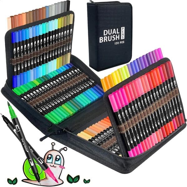 12132 Color Watercolor Pen with Fine Brush Tips for Marking Used Writing Drawing Diary Books Art Supplies 240830