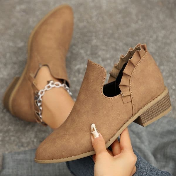 New Winter Round Head Solid High Heels Women's Outwear Large Size Warm and Comfortable Short Fashion Boots Women 6d6a
