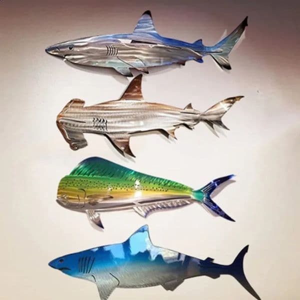 Shark metal wall decoration shark outdoor hanging for home used navigation in courtyards or swimming pools ocean fish 240830