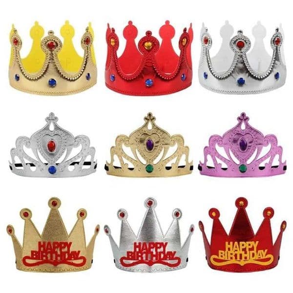 Adult and Child Birthday Crown Hat Gold Diamond Stone Hair Accessories Cake Decoration W240830