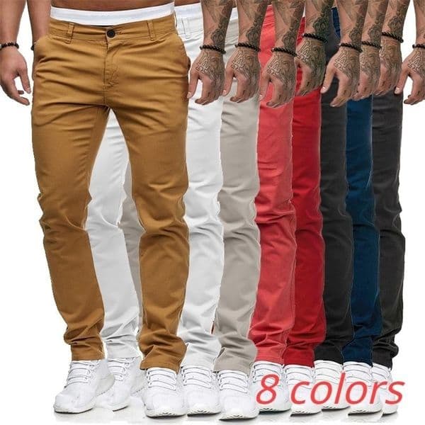 Mens Fashion Casual Simple Skinny Long Trouser Cargo Pants Slim Fit Solid Color Straight Pants 240830