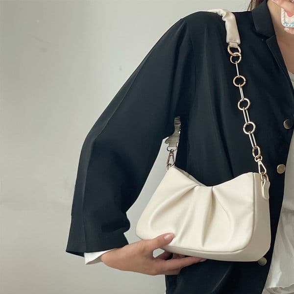 Women's French-Style Armpit Bag: Premium Solid Color Shoulder Bag for Versatile Fashion 2c98