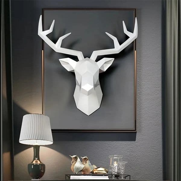 Wall decoration wall sculpture resin statue deer head hanging creative home artificial animal craft diagram 240830
