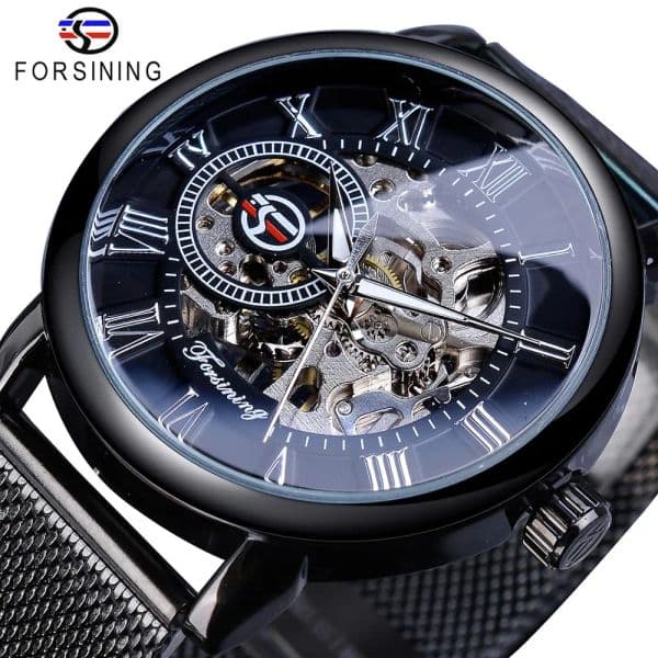 Forsining retro fashion design skeleton sports mechanical watch glow-in-the-dark men's top luxury brand