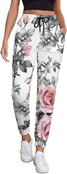 Sweatpants Mens Women 3D printing patterns Rose interesting patterns Sweatpants Lounge Pants Drawstring with Pockets Mens Sweat pants