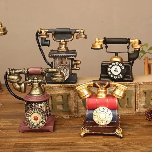 Creative Retro Telephone ModelAntique OrnamentBar CraftHome DecorationEntertainment and Ornamental Integration 240830