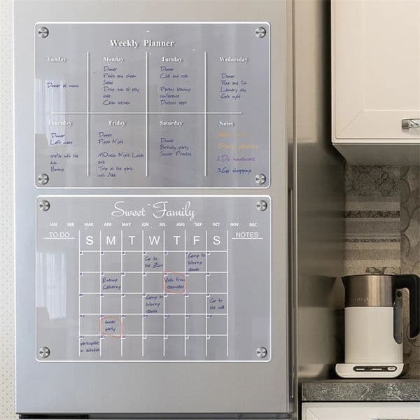 Clear Acrylic Magnetic Fridge Board Planner Daily Weekly Monthly Schedule Refrigerator Calendar Fridge Sticker 240227