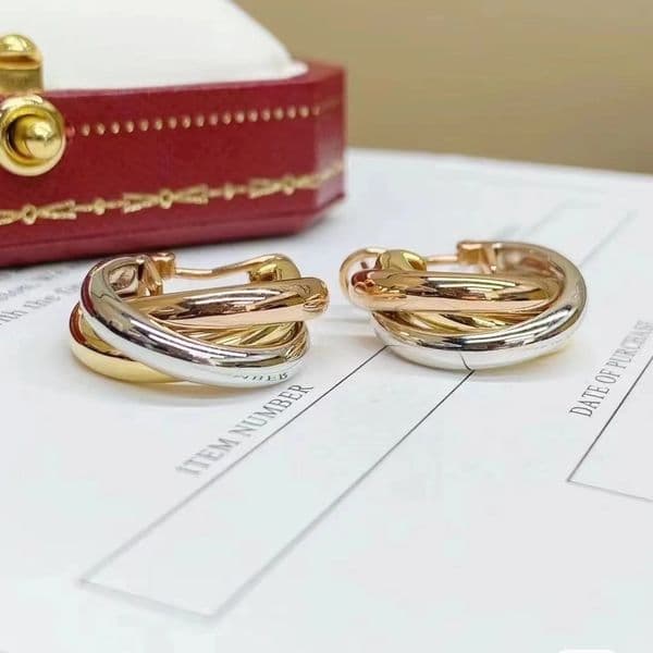 Earring Designer For Women 925 Sterling Silver French Three Ring Colorful Wrapped Earrings With Gift
