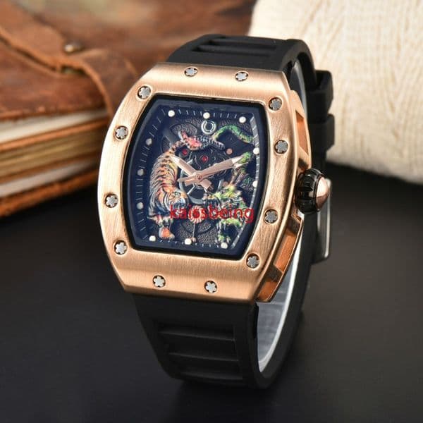 2024 New Fashion Multi-function Automatic 3-pin Men's Top Luxury AAA Men's Watch Luminous Dragon Tiger Diamond Pattern