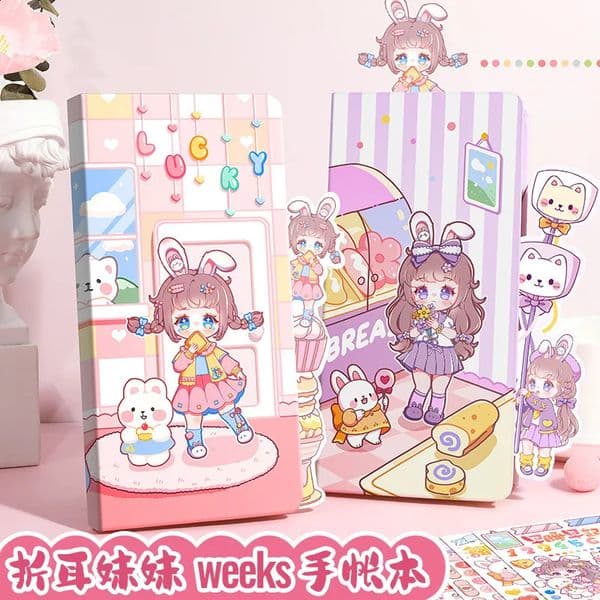 Sister Zheer Weeks Handheld Ledger Cute Girl Heart Character High Beauty Diary Notes Handheld Ledger 240229