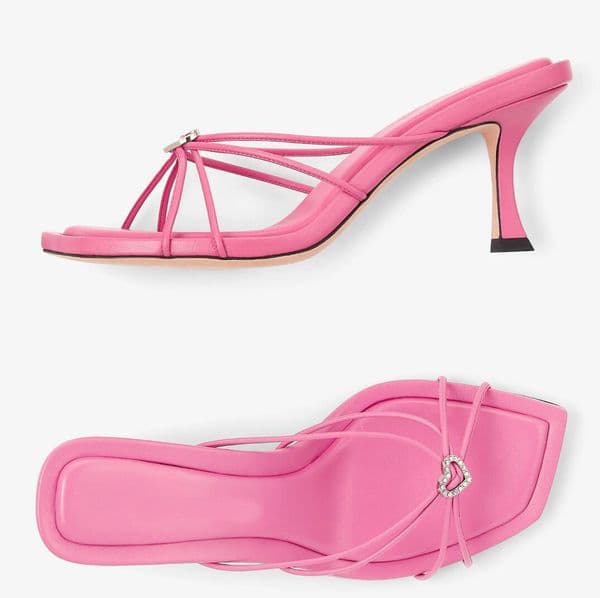 New Summer Fashion Women Indiya Heels Sandals Shoes Square Toe Nappa Leather Hearts Crystal Mule Slim Knotted Straps Sandalias Ladies High Heel Shoe EU35-41 With Box