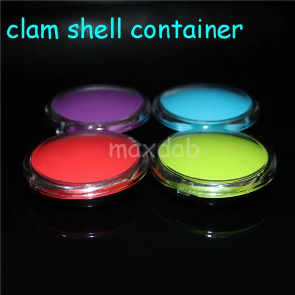 boxes 6ml acrylic clam shell container glass bong silicone jars dab wax containers ZZ