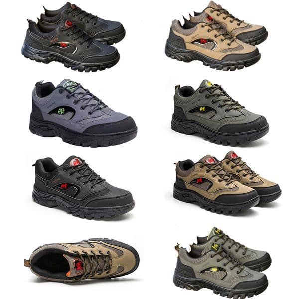 Mens Mountaineering Shoes New Four Seasons Outdoor Labor Protection Large Size Mens Shoes Breathable Sports Shoes Running Shoes Fashion Canvas shoes GREY 44