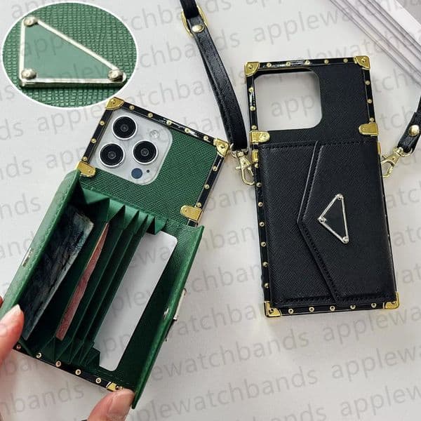 Wallet Phone Case Designer for Apple iPhone 15 Pro 14 13 12 11 Pro Max XR XS Max 15 Plus Samsung s24 ultra s23 plus s22 S21 Case Card Holder Triangle P Crossbody Lanyard