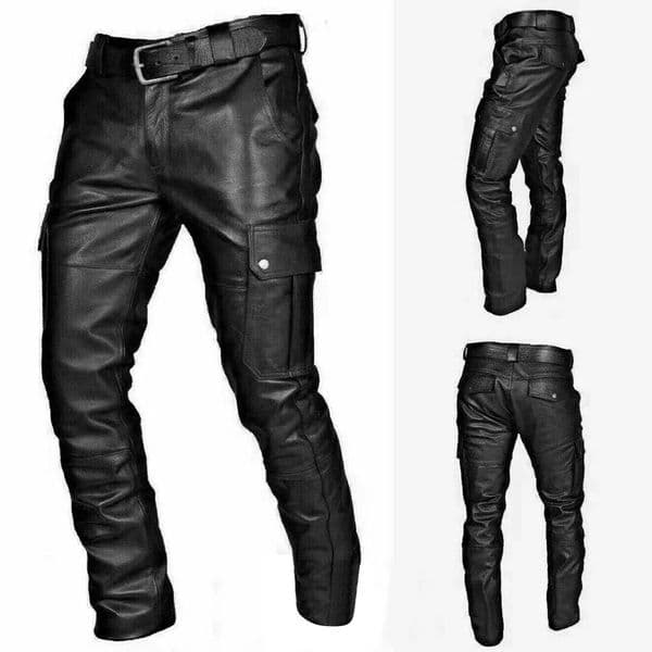 2023 Winter Autumn Punk Casual MenS Pants Long Retro Goth Slim Trousers Overalls Joggers Leather Pantalones Hombre 240315
