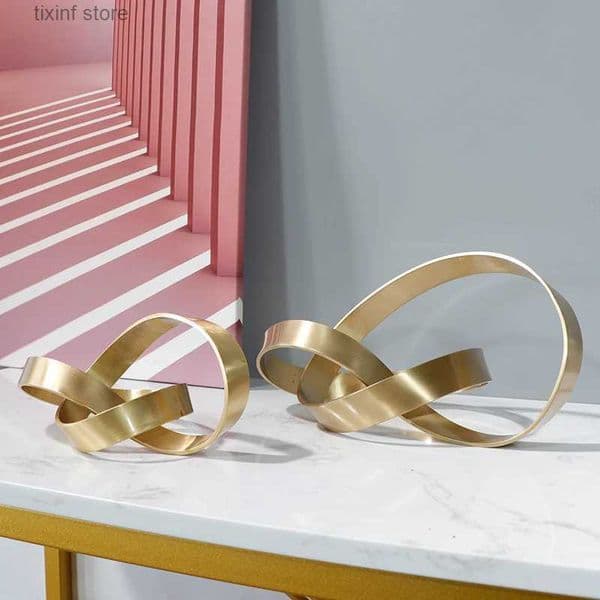 Decorative Objects Figurines Nordic Home Decorations Accessories Modern Minimalist Metal Hollow Twisted Abstract Art Iron Living Room Desk Table Ornaments T2403