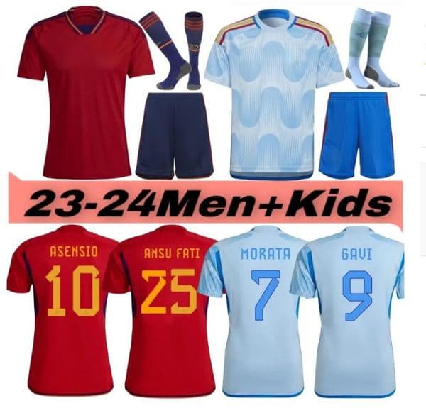 23 24 Home Away Spain Soccer Jerss PEDRI RODRI TORRES MORATA GAVI Football Shirt ANSU FATI KOKE AZPILICUETA Men Kits Kids ASENSIO Women Equipment SARABIA Spain