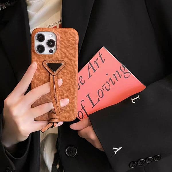 Wristband Phone Case for Phone Pro Luxury Leather Lanyard Wrist Strap Lens Bump Velvet Lining Hard Shell Back Cover Coque Funda Brown R251211