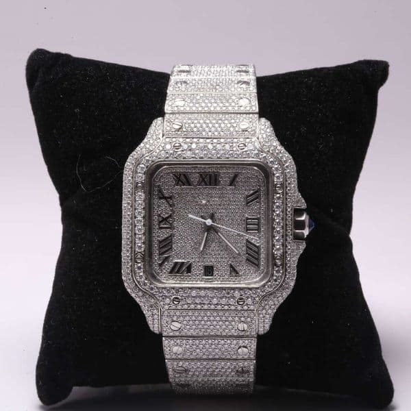 Wearing this exquisite stainls steel watch adorned with VVS clarity Moissanite diamond with hip hop style and custom size