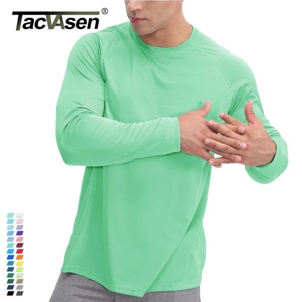 TACVASEN Sun Protection Tshirts Summer UPF 50 Mens Long Sleeve Quick Dry Athlectic Sports Hiking Performance Tee Tops 240312Z