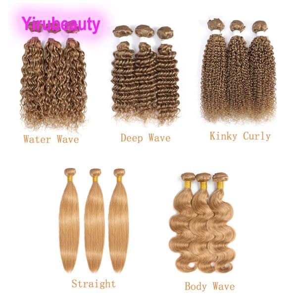 27# Color Double Wefts Body Wave Deep Wave Kinky Curly Peruvian 100% Human Hair Extensions 10-32inch 4 pcs 5 Pieces 3 Bundles
